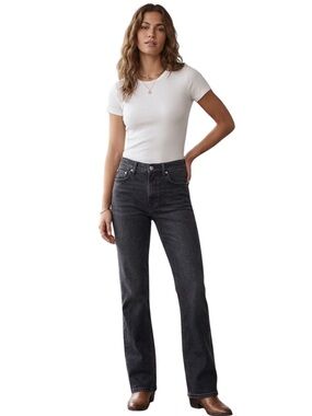 rag & bone Peyton Mid-Rise Bootcut Jeans in Black Wash - Size 28 | Quiet Luxury